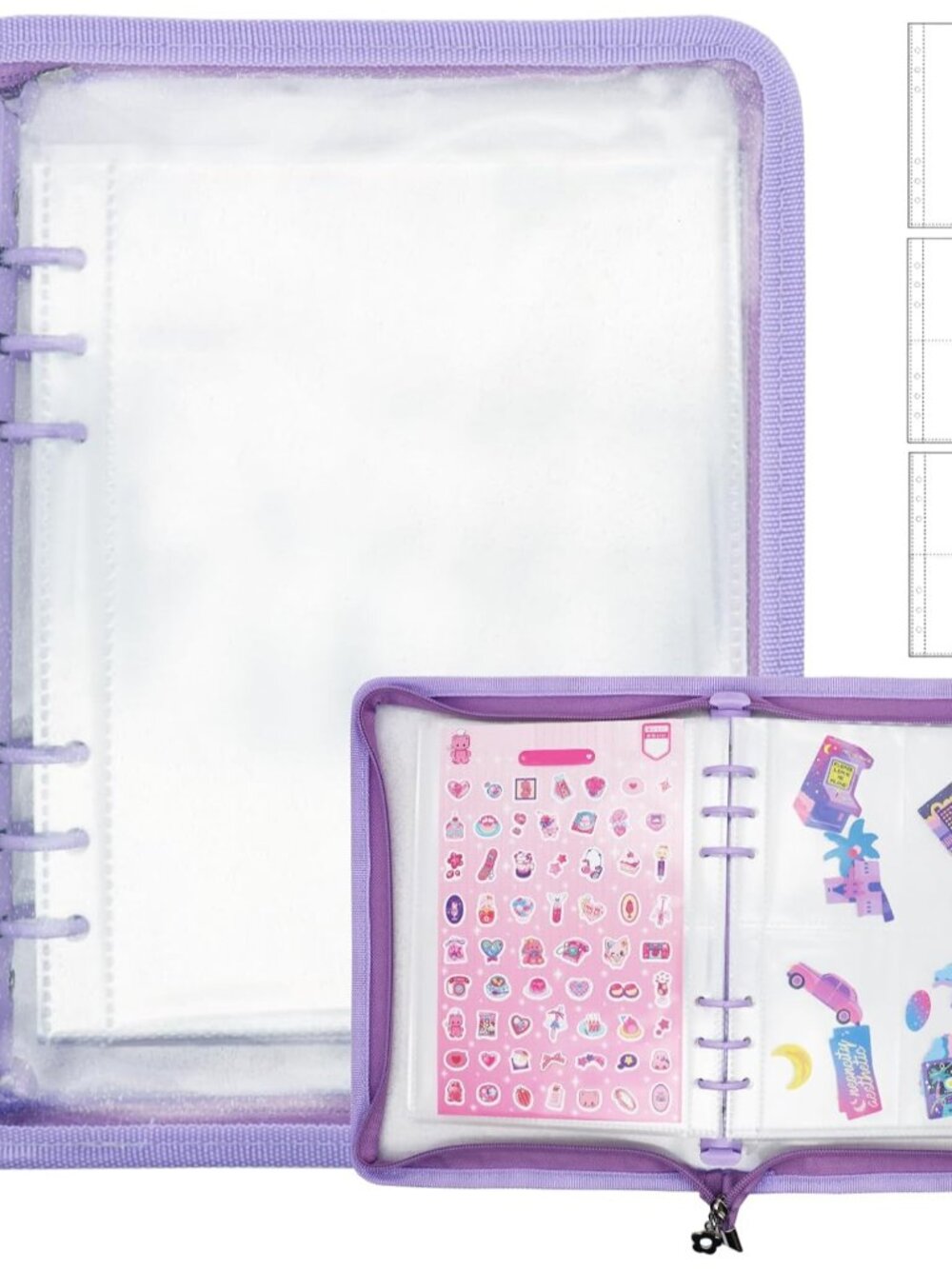 A5 Sticker Storage Organizer Binder Collecting Book Album, Purple